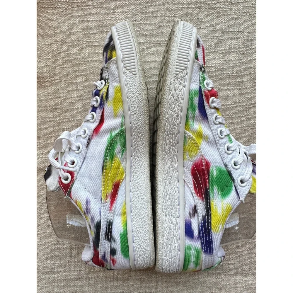 Puma Basket Canvas Multi-Color Paint Splatter Sneakers White Womens 6.5 US